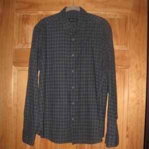 Massimo Dutti Blue/Green Check Button Down Long Sleeve Shirt